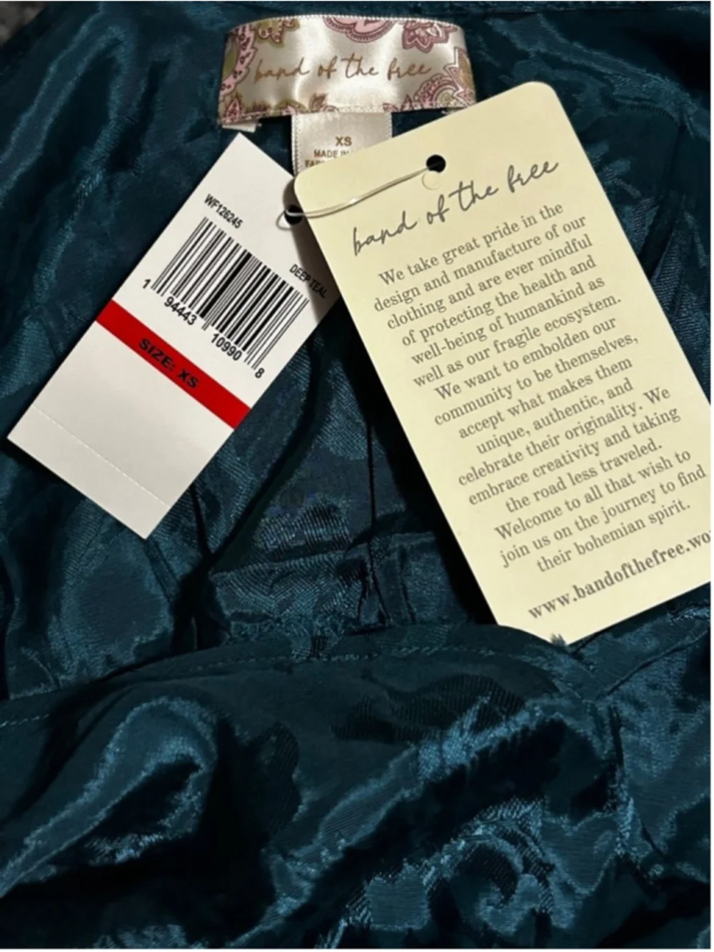 NWT Band of the Free Camille Crossover Crop Top Deep Teal XS - Picture 8 of 9